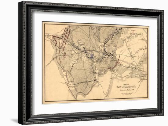 Battle of Chancellorsville - Civil War Panoramic Map-Lantern Press-Framed Art Print