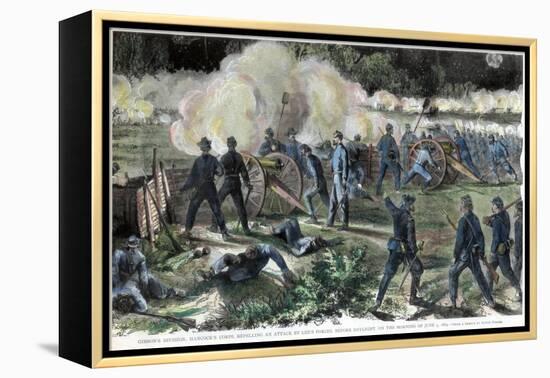 Battle of Cold Harbor, Virginia, American Civil War, 3 June 1864-Edwin Forbes-Framed Premier Image Canvas