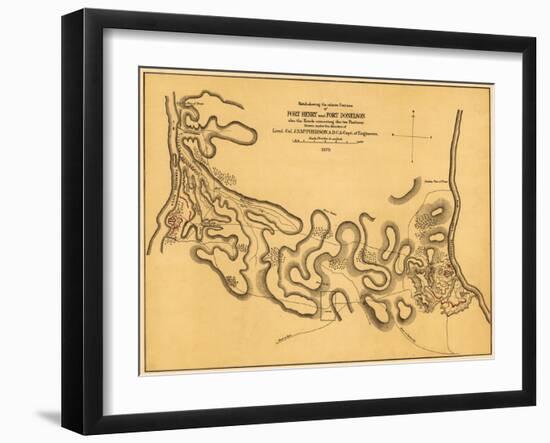 Battle of Fort Henry - Civil War Panoramic Map-Lantern Press-Framed Art Print