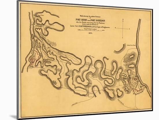 Battle of Fort Henry - Civil War Panoramic Map-Lantern Press-Mounted Art Print