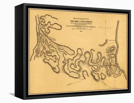 Battle of Fort Henry - Civil War Panoramic Map-Lantern Press-Framed Stretched Canvas