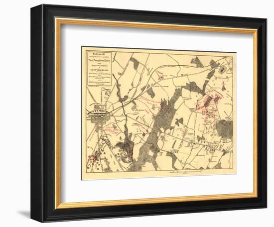 Battle of Gettysburg - Civil War Panoramic Map-Lantern Press-Framed Art Print