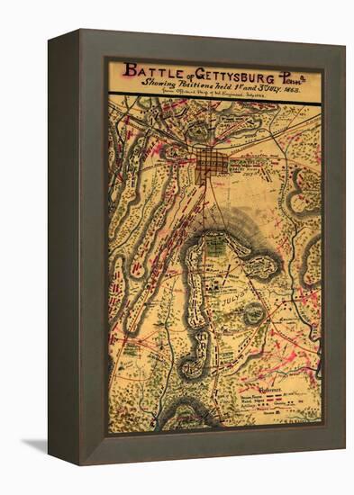 Battle of Gettysburg - Civil War Panoramic Map-Lantern Press-Framed Stretched Canvas