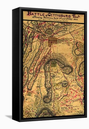 Battle of Gettysburg - Civil War Panoramic Map-Lantern Press-Framed Stretched Canvas