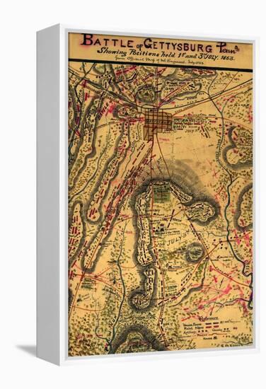 Battle of Gettysburg - Civil War Panoramic Map-Lantern Press-Framed Stretched Canvas