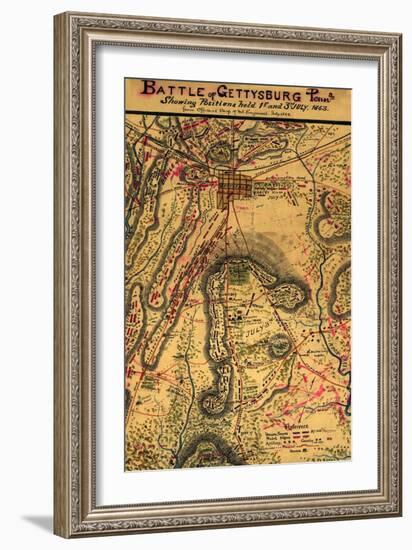 Battle of Gettysburg - Civil War Panoramic Map-Lantern Press-Framed Art Print