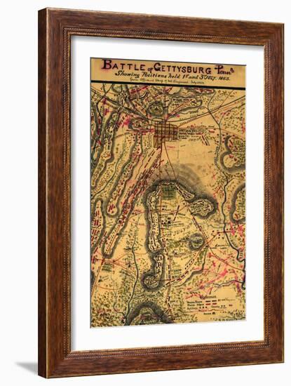 Battle of Gettysburg - Civil War Panoramic Map-Lantern Press-Framed Art Print