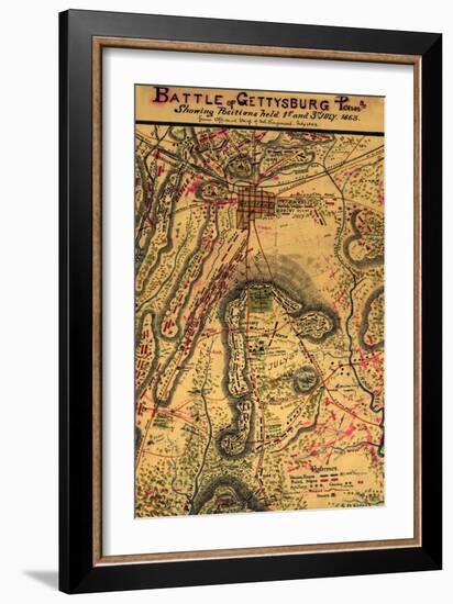 Battle of Gettysburg - Civil War Panoramic Map-Lantern Press-Framed Art Print