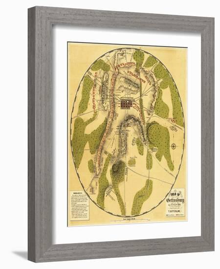 Battle of Gettysburg - Civil War Panoramic Map-Lantern Press-Framed Art Print