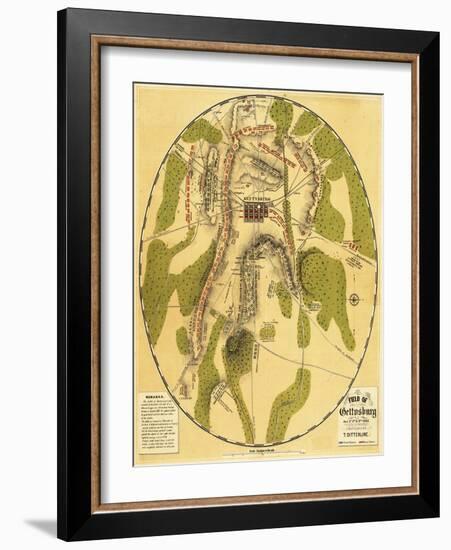 Battle of Gettysburg - Civil War Panoramic Map-Lantern Press-Framed Art Print