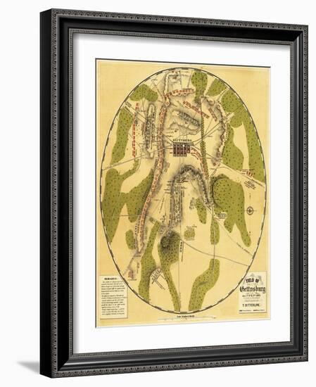 Battle of Gettysburg - Civil War Panoramic Map-Lantern Press-Framed Art Print