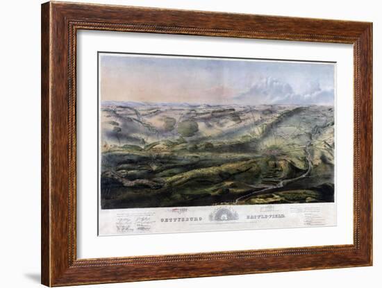 Battle of Gettysburg - Civil War Panoramic Map-Lantern Press-Framed Art Print