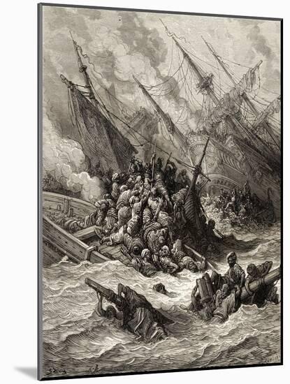 Battle of Lepanto in 1571, Illustration from 'Bibliotheque Des Croisades' by J-F. Michaud, 1877-Gustave Doré-Mounted Giclee Print