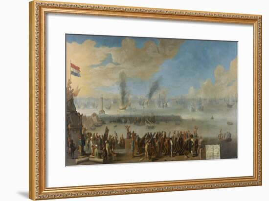 Battle of Livorno-Johannes Lingelbach-Framed Art Print