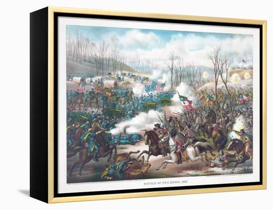 Battle of Pea Ridge, Arkansas, Pub. Kurz and Allison, 1889-null-Framed Premier Image Canvas