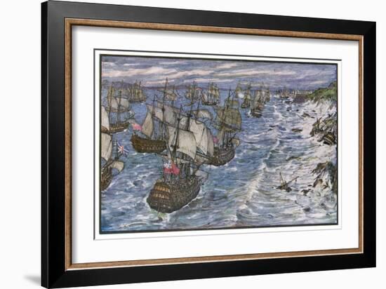 Battle of Quiberon Bay Hawke Drives a French Fleet Under Conflans into Quiberon Bay-Henry Justice Ford-Framed Art Print