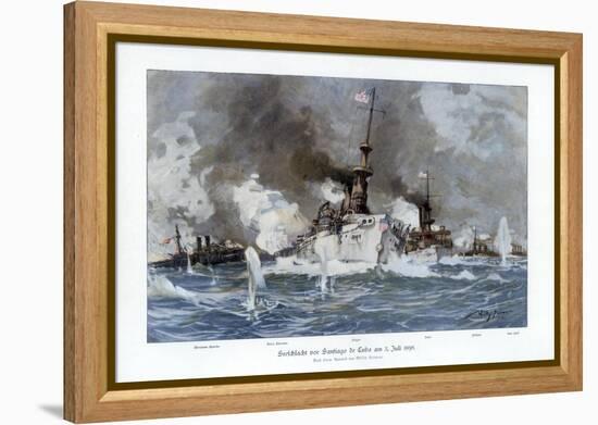 Battle of Santiago De Cuba, 3 July 1898-Willy Stower-Framed Premier Image Canvas