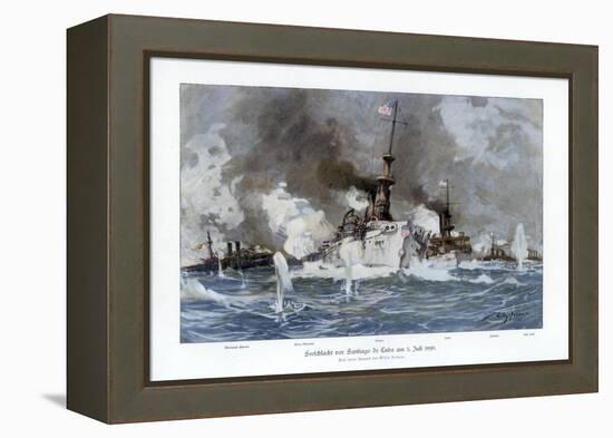 Battle of Santiago De Cuba, 3 July 1898-Willy Stower-Framed Premier Image Canvas