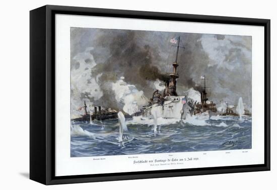 Battle of Santiago De Cuba, 3 July 1898-Willy Stower-Framed Premier Image Canvas