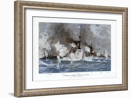 Battle of Santiago De Cuba, 3 July 1898-Willy Stower-Framed Giclee Print