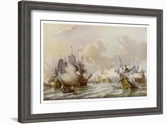 Battle of Scheveningen the French and Dutch Fleets in Action off the Dutch Coast-null-Framed Art Print