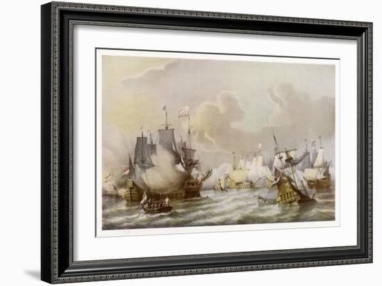 Battle of Scheveningen the French and Dutch Fleets in Action off the Dutch Coast-null-Framed Art Print