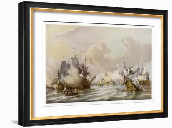 Battle of Scheveningen the French and Dutch Fleets in Action off the Dutch Coast-null-Framed Art Print