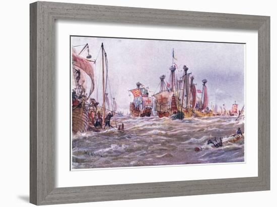 Battle of Sluys 1340 Ad, 1915-William Lionel Wyllie-Framed Giclee Print