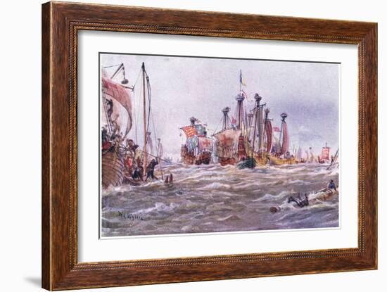 Battle of Sluys 1340 Ad, 1915-William Lionel Wyllie-Framed Giclee Print
