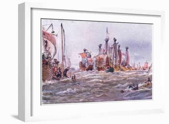 Battle of Sluys 1340 Ad, 1915-William Lionel Wyllie-Framed Giclee Print