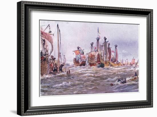 Battle of Sluys 1340 Ad, 1915-William Lionel Wyllie-Framed Giclee Print