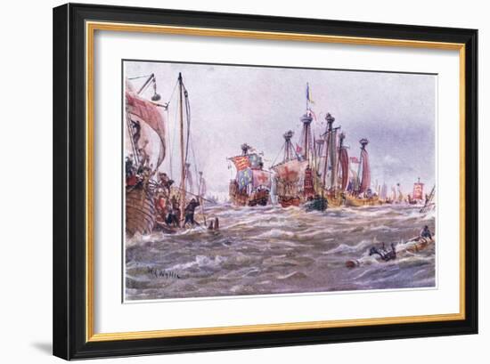 Battle of Sluys 1340 Ad, 1915-William Lionel Wyllie-Framed Giclee Print