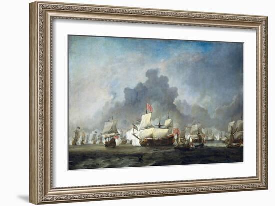 Battle of Solebay, June 7, 1672 - De Ruyter Against the Duke of York on the 'Royal Prince'-Willem Van De Velde II-Framed Giclee Print