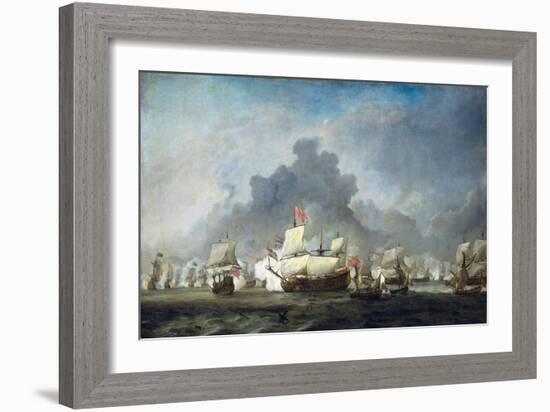 Battle of Solebay, June 7, 1672 - De Ruyter Against the Duke of York on the 'Royal Prince'-Willem Van De Velde II-Framed Giclee Print