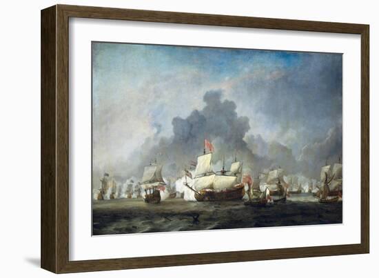 Battle of Solebay, June 7, 1672 - De Ruyter Against the Duke of York on the 'Royal Prince'-Willem Van De Velde II-Framed Giclee Print