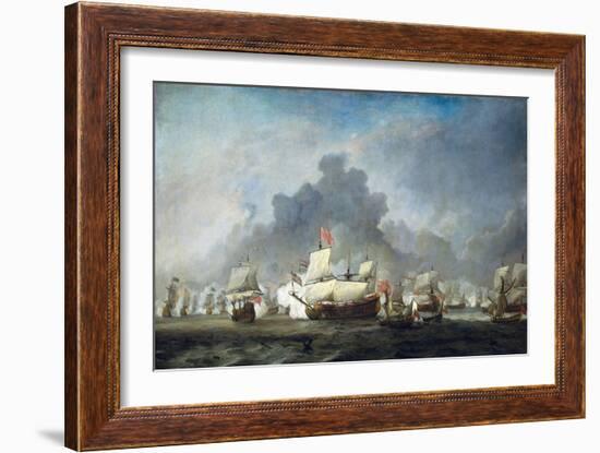 Battle of Solebay, June 7, 1672 - De Ruyter Against the Duke of York on the 'Royal Prince'-Willem Van De Velde II-Framed Giclee Print