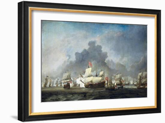 Battle of Solebay, June 7, 1672 - De Ruyter Against the Duke of York on the 'Royal Prince'-Willem Van De Velde II-Framed Giclee Print