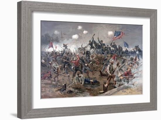 Battle of Spottsylvania, Pub. L Prang & Co., 1886 (Colour Litho)-Thure De Thulstrup-Framed Giclee Print
