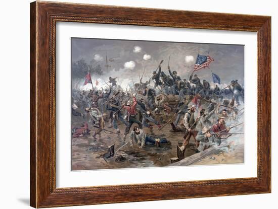 Battle of Spottsylvania, Pub. L Prang & Co., 1886 (Colour Litho)-Thure De Thulstrup-Framed Giclee Print