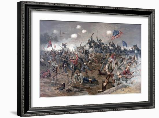 Battle of Spottsylvania, Pub. L Prang & Co., 1886 (Colour Litho)-Thure De Thulstrup-Framed Giclee Print