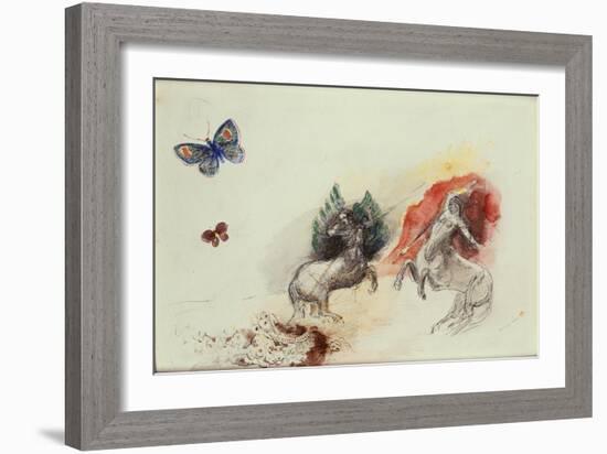 Battle of the Centaurs (Lutte des Centaures)-Odilon Redon-Framed Giclee Print