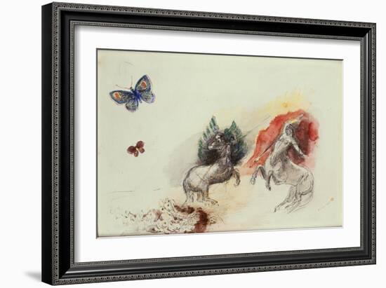 Battle of the Centaurs (Lutte des Centaures)-Odilon Redon-Framed Giclee Print