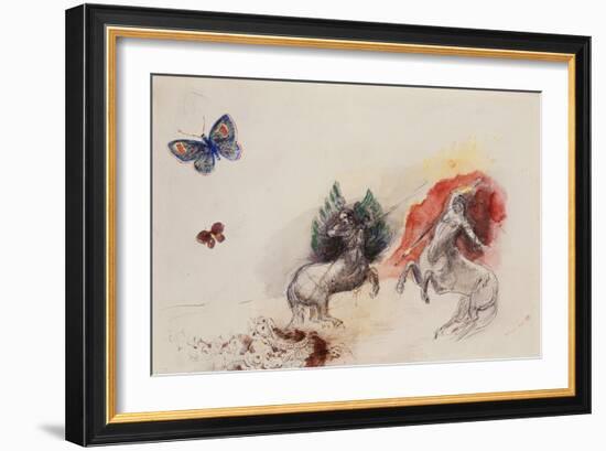 Battle of the Centaurs, Lutte Des Centaures-Odilon Redon-Framed Giclee Print