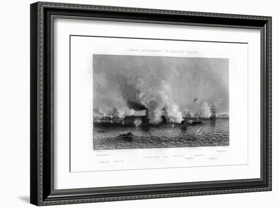 Battle of the 'Monitor' and the 'Merrimack, Hampton Roads, Virginia, 9 March 1862 (1862-186)-J Davies-Framed Giclee Print