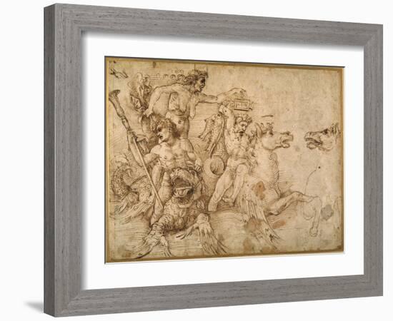 Battle of the Tritons, after Anrea Mantegna-Raphael-Framed Giclee Print