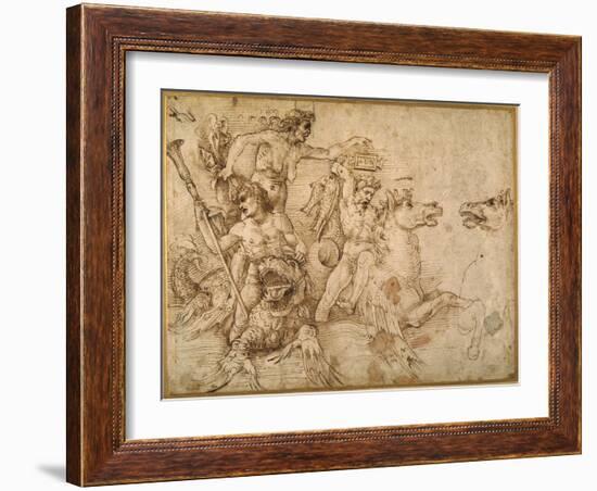 Battle of the Tritons, after Anrea Mantegna-Raphael-Framed Giclee Print