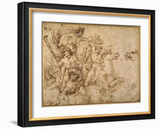 Battle of the Tritons, after Anrea Mantegna-Raphael-Framed Giclee Print