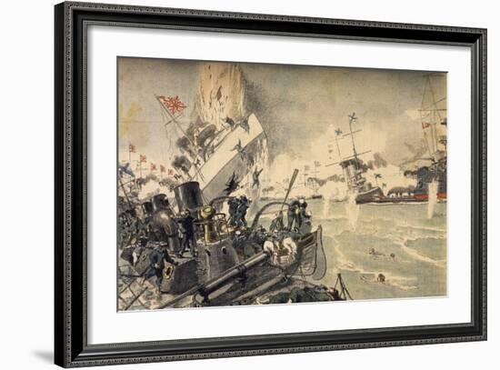 Battle of Tsushima Between Russian and Japanese Fleets, May 1905-null-Framed Giclee Print