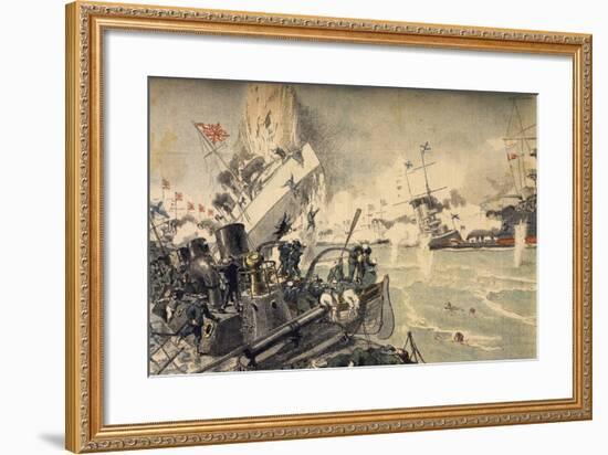 Battle of Tsushima Between Russian and Japanese Fleets, May 1905-null-Framed Giclee Print