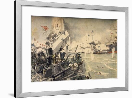 Battle of Tsushima Between Russian and Japanese Fleets, May 1905-null-Framed Giclee Print
